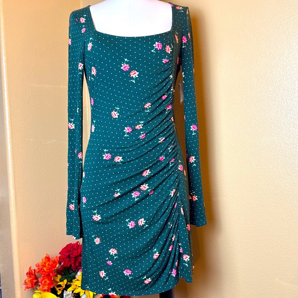 NWT Free People Floral Green Dress Size S